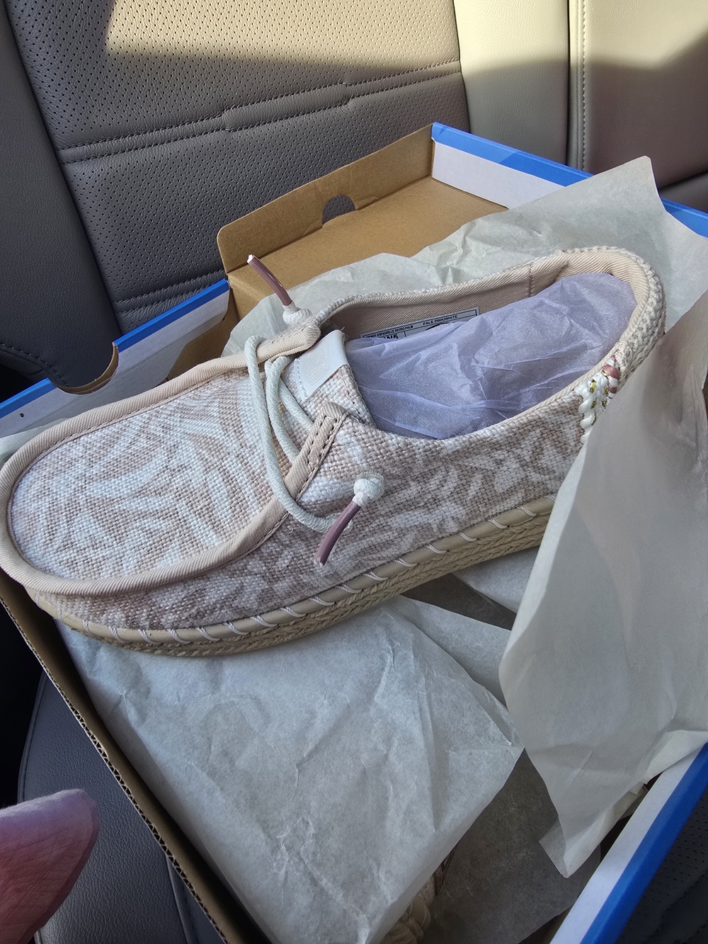 Hey Dude Women's Retro Palm Patterned Espadrille Slip-On with Pink Accents
